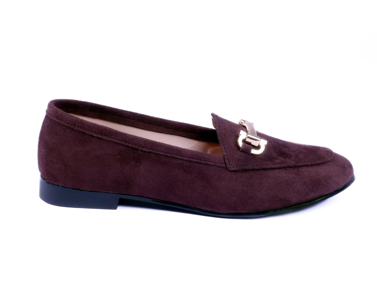 Liinia comfortable Brown flat shoes with gold-tone detail.