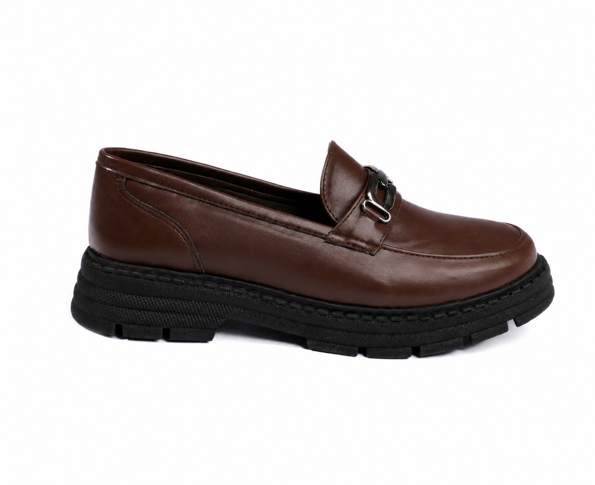 Power Walk | Leather Chunky Sole Loafer-Dark Brown